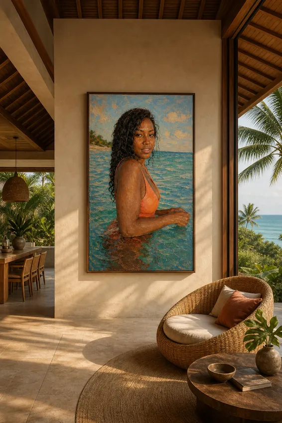 Balinese Penthouse Framed Painting, after