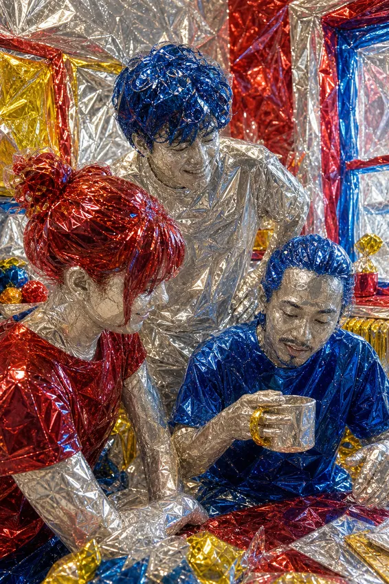 Crumpled Candy Foil World, after