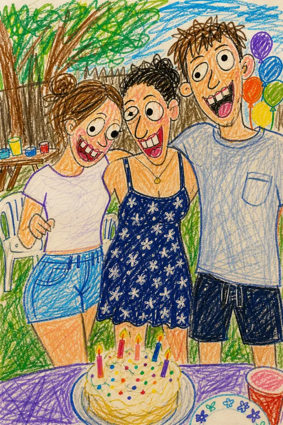Exaggerated Child Crayon Redraw, after