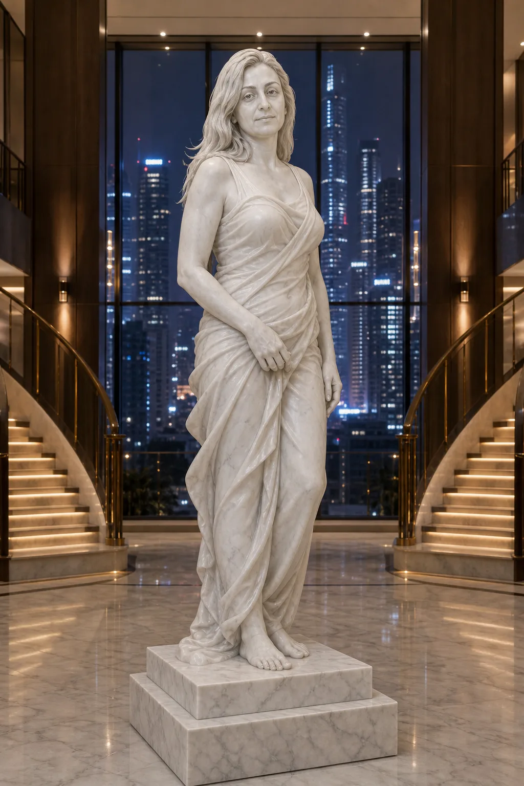 marble statue chinese skyline apartment