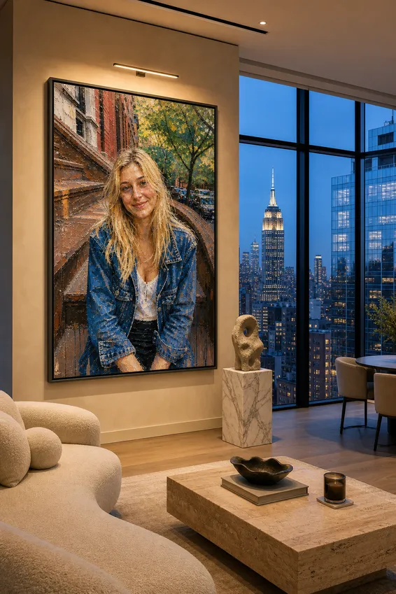 NYC Penthouse Expressionist Canvas, after