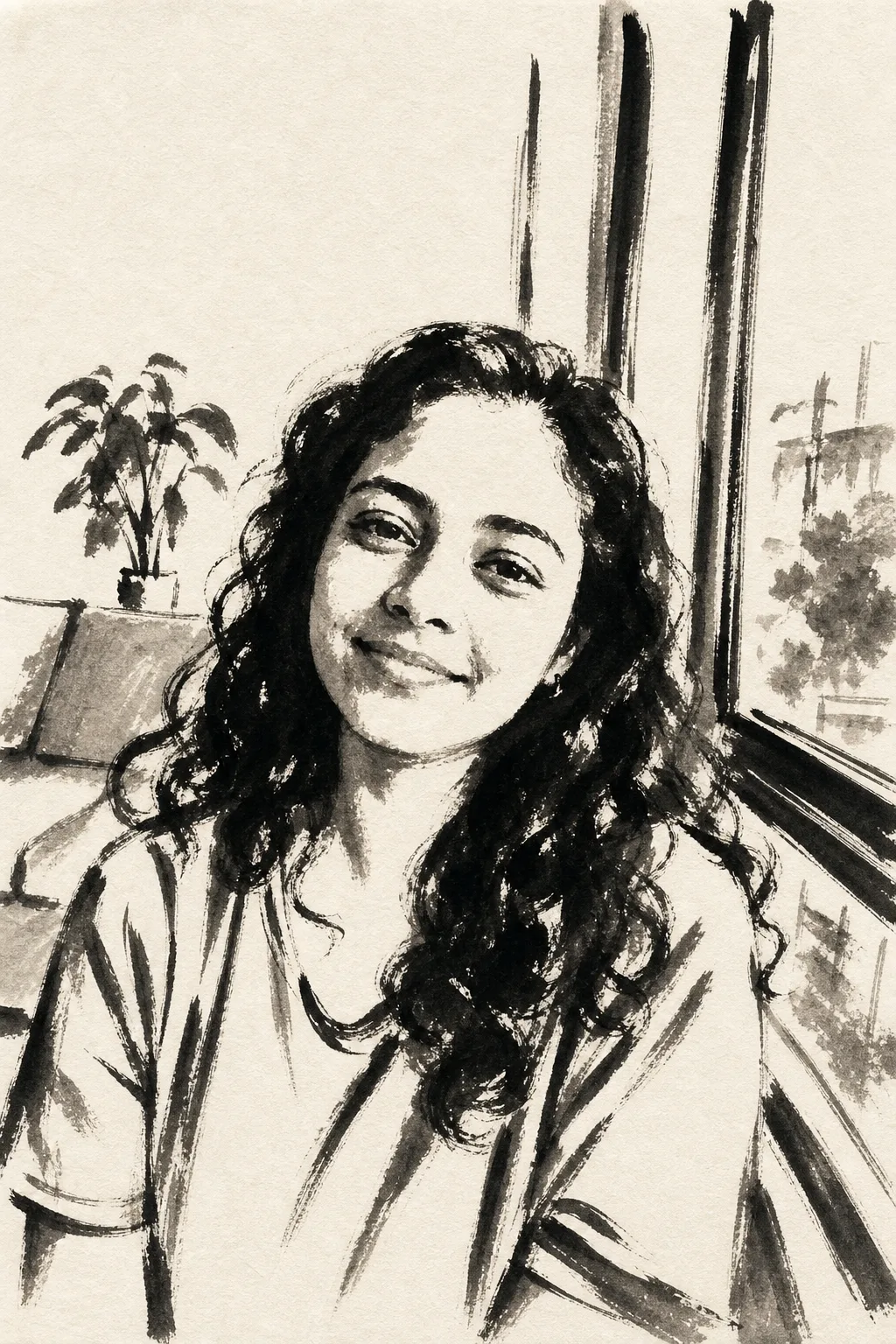 one minute black stroke portrait