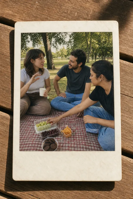 Polaroid Picnic Friends Card, after