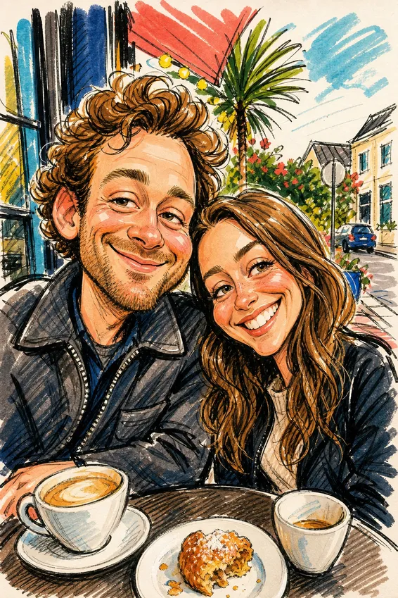 Street Fair Couple Caricature, after