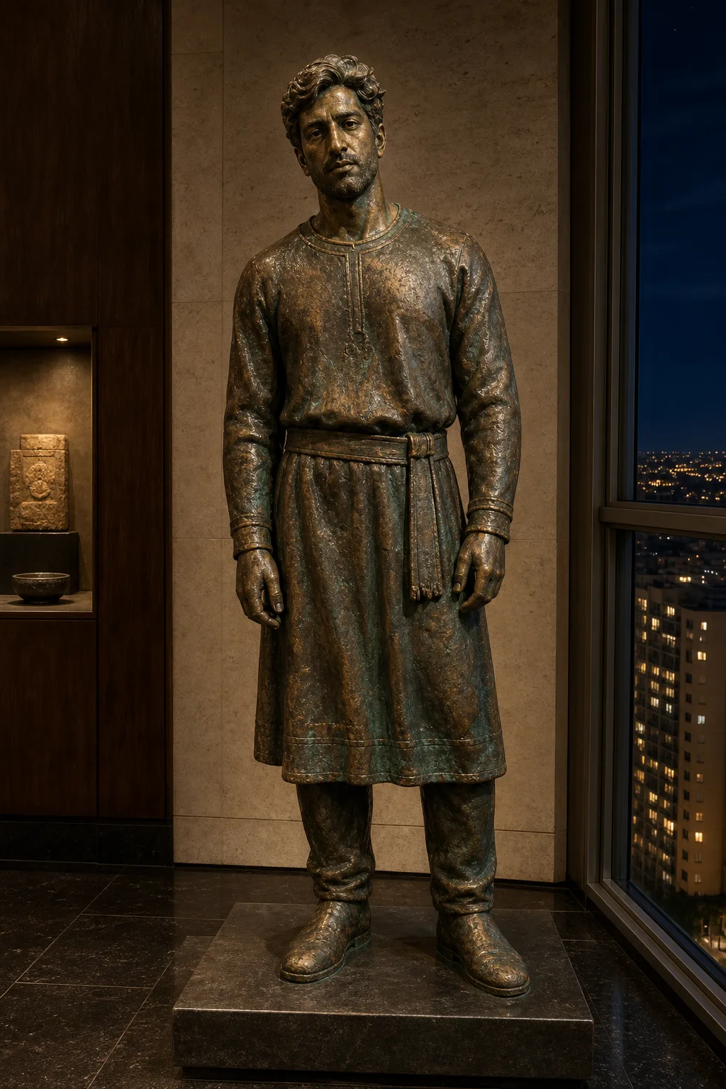 weathered bronze museum effigy