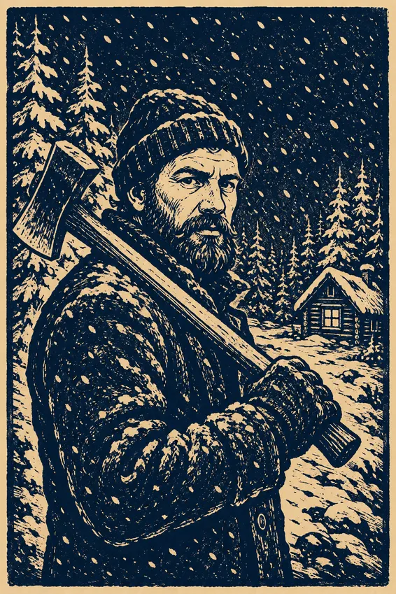 Linocut Woodsman