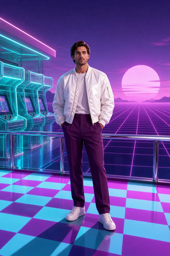 Vaporwave Grid Arcade Overlook